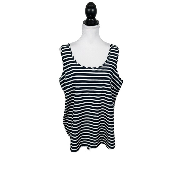 Faded Glory Blouse Plus Size XXL 20 Black & White Stripe Sleeveless Layering Top - Picture 1 of 9